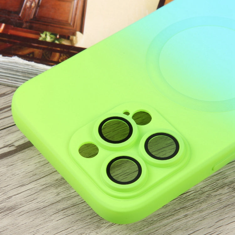 For iPhone 15 Liquid TPU Silicone Gradient MagSafe Phone Case(Cyan Blue) by buy2fix