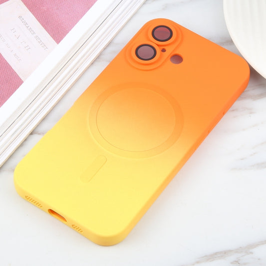 For iPhone 16 Plus Liquid TPU Silicone Gradient MagSafe Phone Case(Orange Yellow) by buy2fix