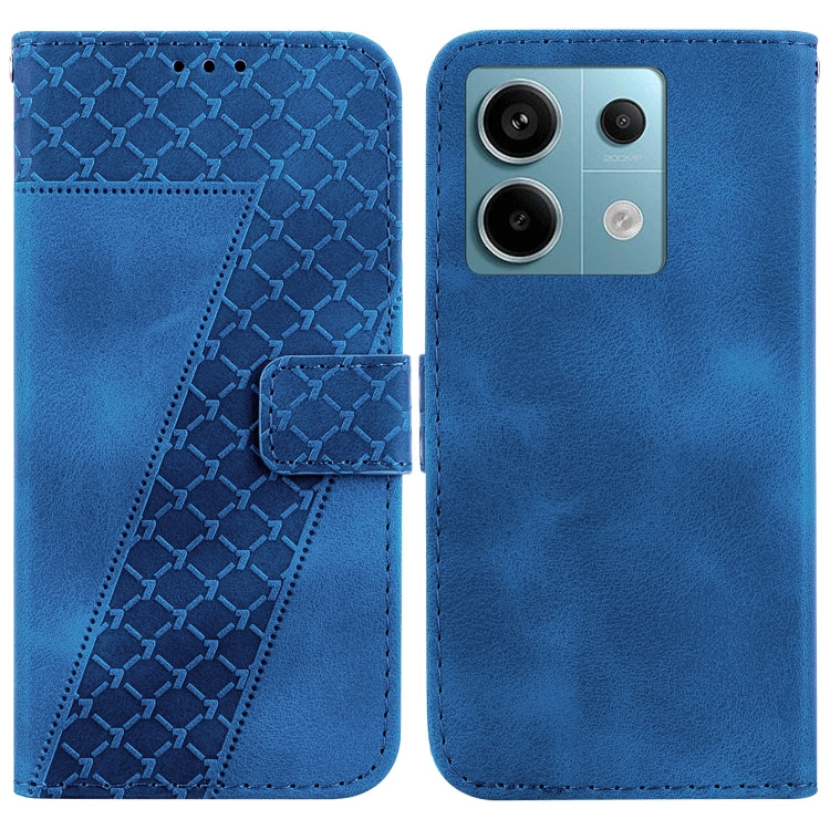 For Xiaomi Redmi Note 13 Pro 5G 7-shaped Embossed Leather Phone Case(Blue) - Xiaomi Cases by buy2fix | Online Shopping UK | buy2fix
