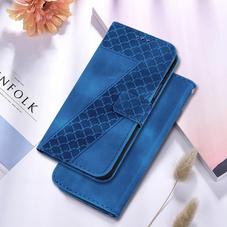 For Xiaomi Redmi K70E / Poco X6 Pro 7-shaped Embossed Leather Phone Case(Blue) - Xiaomi Cases by buy2fix | Online Shopping UK | buy2fix