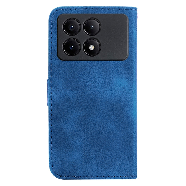 For Xiaomi Redmi K70E / Poco X6 Pro 7-shaped Embossed Leather Phone Case(Blue) - Xiaomi Cases by buy2fix | Online Shopping UK | buy2fix