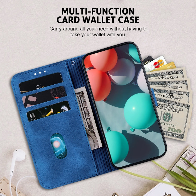 For Xiaomi Redmi K70E / Poco X6 Pro 7-shaped Embossed Leather Phone Case(Blue) - Xiaomi Cases by buy2fix | Online Shopping UK | buy2fix
