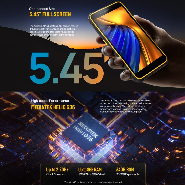 Ulefone Armor X12 Pro, 4GB+64GB, IP68/IP69K Rugged Phone, 5.45 inch Android 13 MediaTek Helio G36 Octa Core, Network: 4G, NFC(Some Orange) - Ulefone by Ulefone | Online Shopping UK | buy2fix