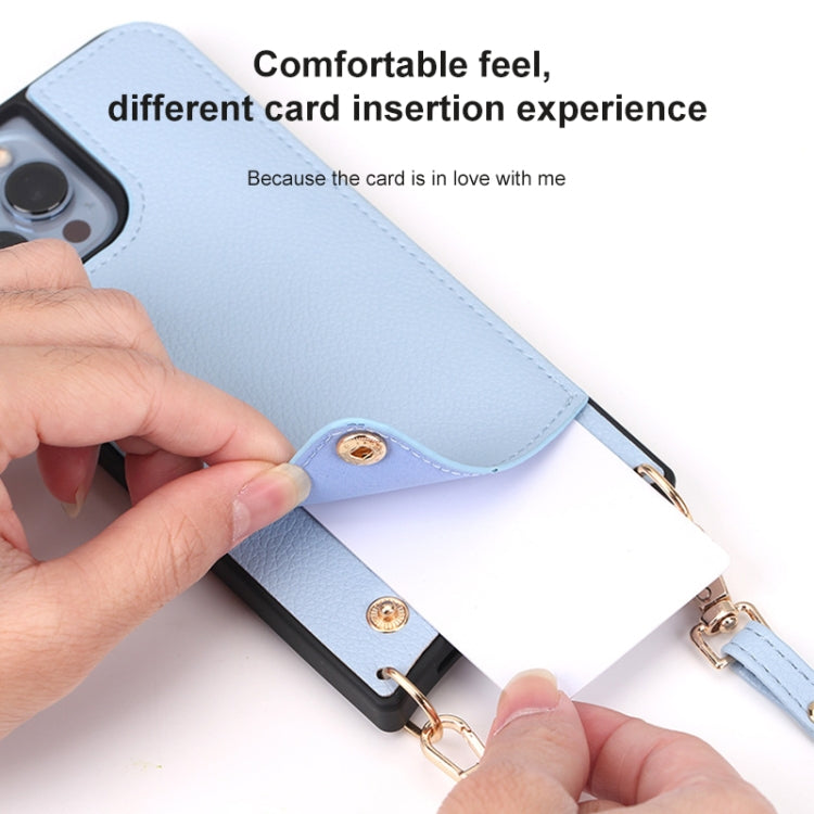 For iPhone 14 Plus Fish Tail Card Slot PU + TPU Phone Case with Long Lanyard(White) - iPhone 14 Plus Cases by buy2fix | Online Shopping UK | buy2fix