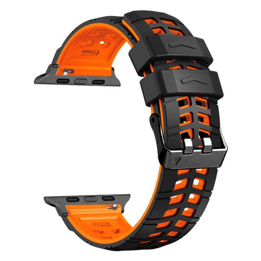 For Apple Watch Series 6 40mm Twill Dual-row Buckle Silicone Watch Band(Black Orange) by buy2fix