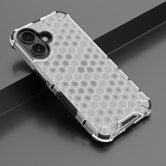 For iPhone 16 Plus Honeycomb Shockproof Phone Case(White) by buy2fix