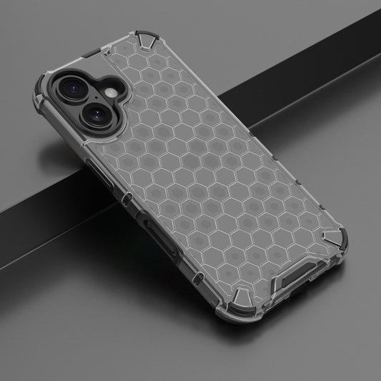 For iPhone 16 Plus Honeycomb Shockproof Phone Case(Black) by buy2fix