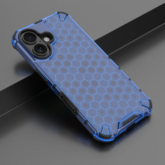 For iPhone 16 Plus Honeycomb Shockproof Phone Case(Blue) by buy2fix