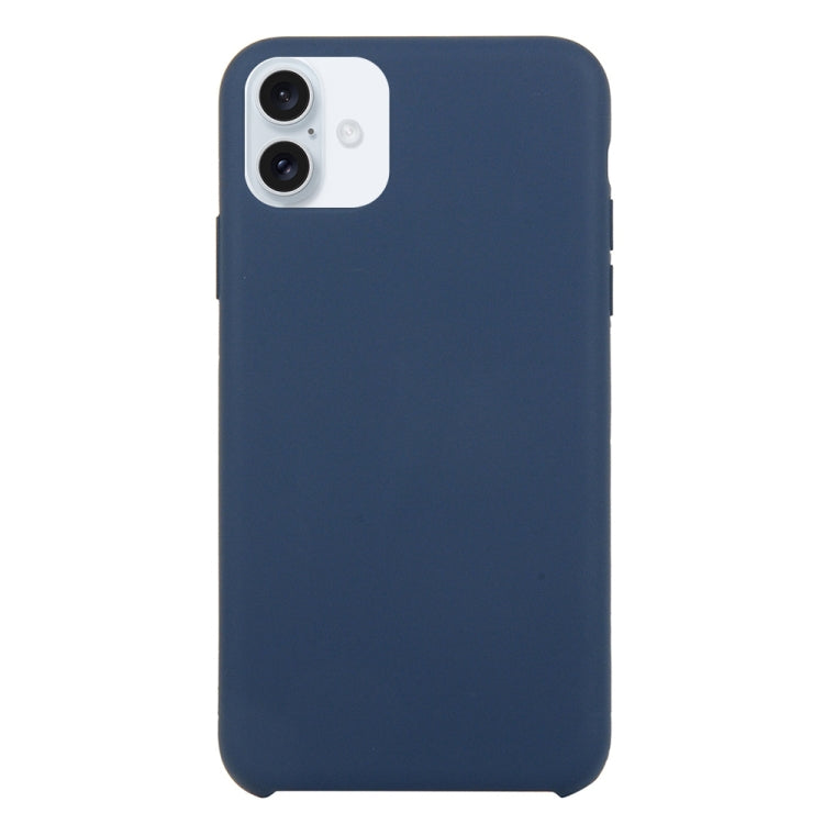 Solid Silicone Phone Case For iPhone 16(Dark Blue) - iPhone 16 Cases by buy2fix | Online Shopping UK | buy2fix