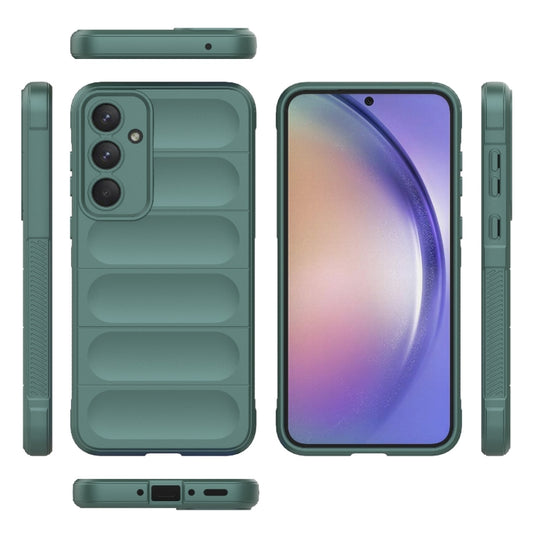 For Samsung Galaxy A35 5G Magic Shield TPU + Flannel Phone Case(Dark Green) by buy2fix