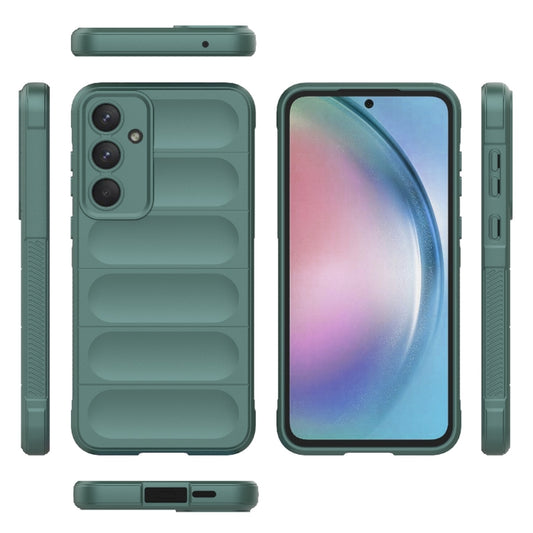 For Samsung Galaxy A55 5G Magic Shield TPU + Flannel Phone Case(Dark Green) by buy2fix