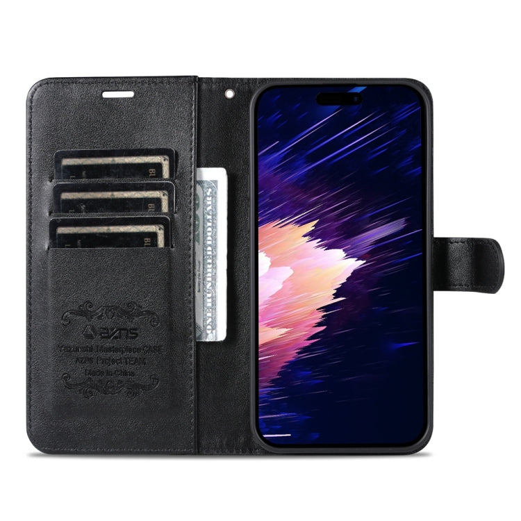For iPhone 15 AZNS Sheepskin Texture Flip Leather Phone Case(Black) - iPhone 15 Cases by AZNS | Online Shopping UK | buy2fix
