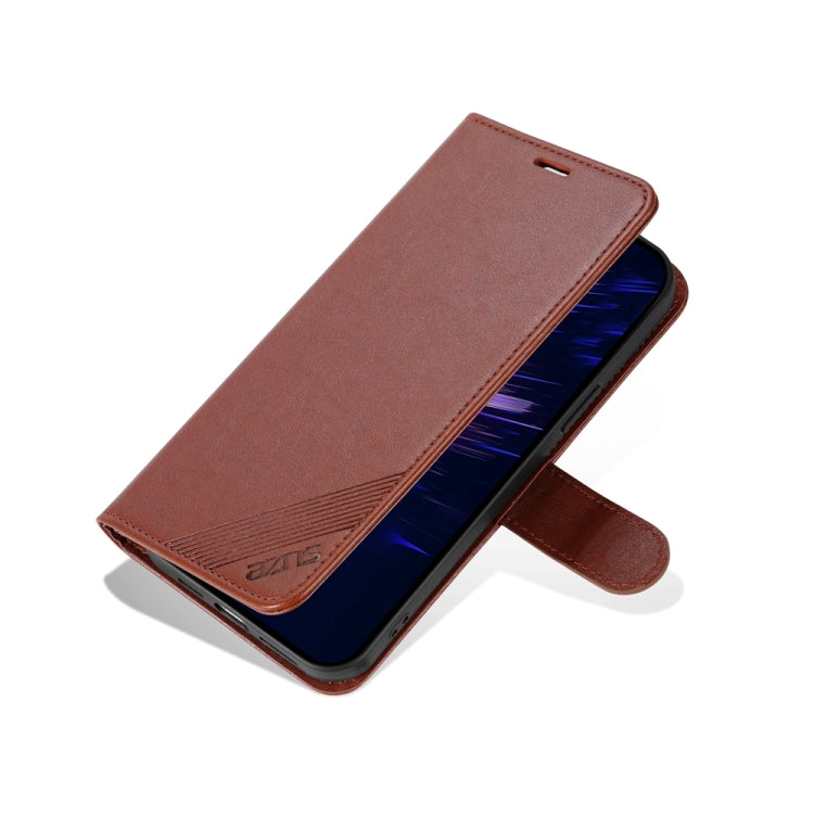 For iPhone 15 AZNS Sheepskin Texture Flip Leather Phone Case(Brown) - iPhone 15 Cases by AZNS | Online Shopping UK | buy2fix