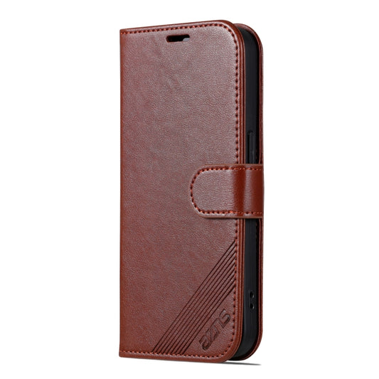 For iPhone 16 Pro Max AZNS Sheepskin Texture Flip Leather Phone Case(Brown) by AZNS