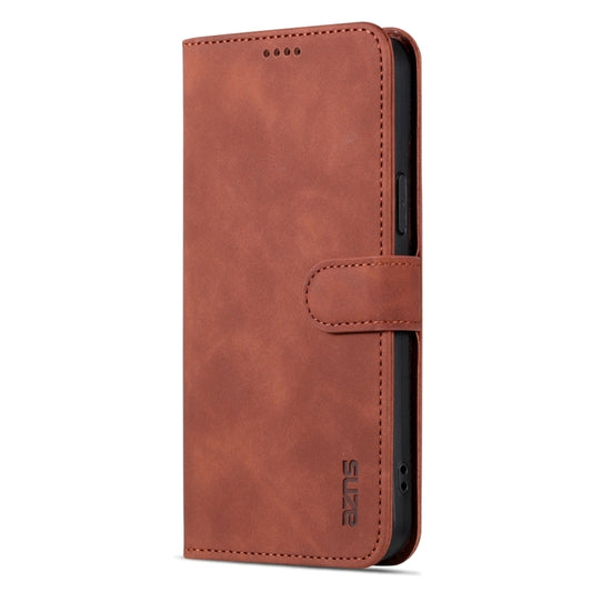 For iPhone 15 AZNS Skin Feel Calf Texture Flip Leather Phone Case(Brown) - iPhone 15 Cases by AZNS | Online Shopping UK | buy2fix
