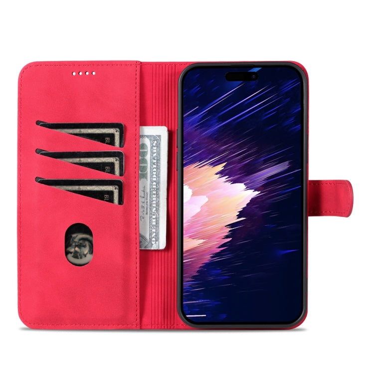For iPhone 15 AZNS Skin Feel Calf Texture Flip Leather Phone Case(Red) - iPhone 15 Cases by AZNS | Online Shopping UK | buy2fix