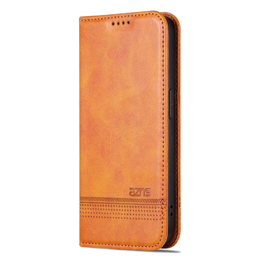 For iPhone 15 Pro Max AZNS Magnetic Calf Texture Flip Leather Phone Case(Light Brown) by AZNS