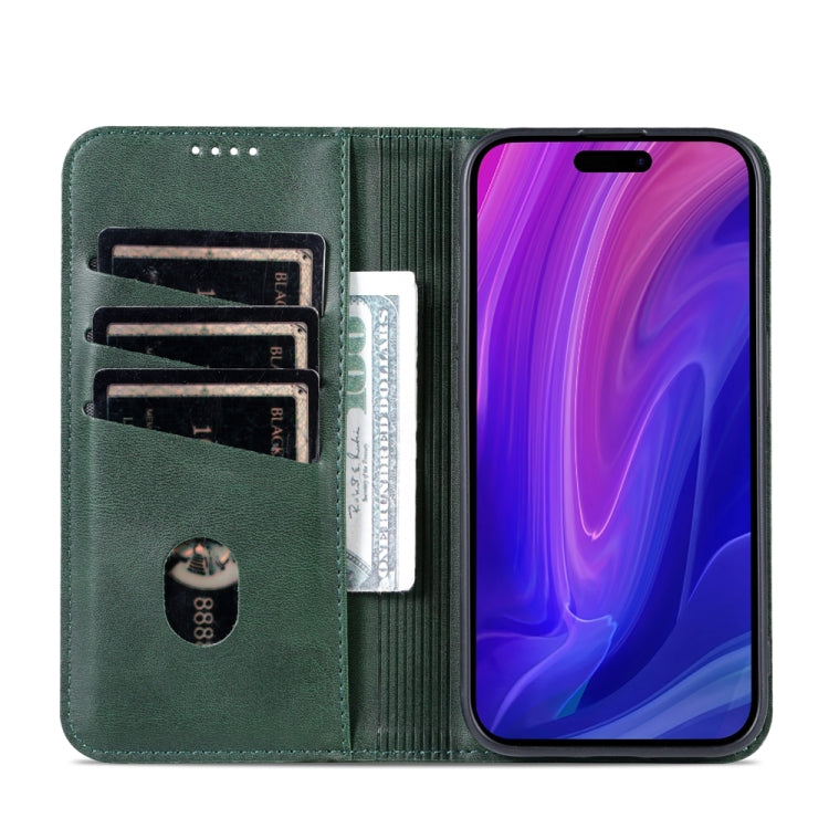 For iPhone 15 Pro AZNS Magnetic Calf Texture Flip Leather Phone Case(Dark Green) - iPhone 15 Pro Cases by AZNS | Online Shopping UK | buy2fix