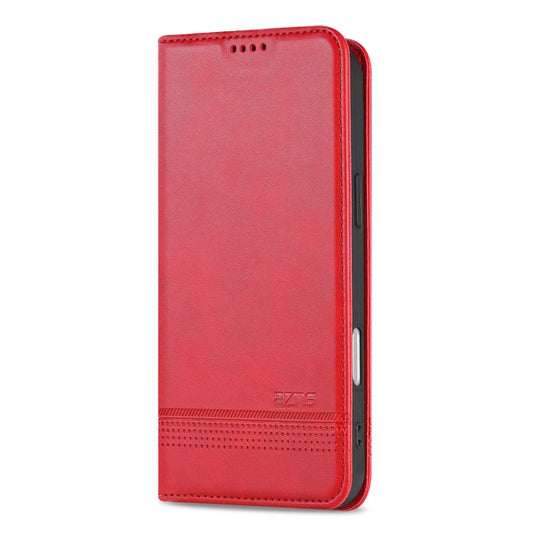 For iPhone 16 Plus AZNS Magnetic Calf Texture Flip Leather Phone Case(Red) by AZNS