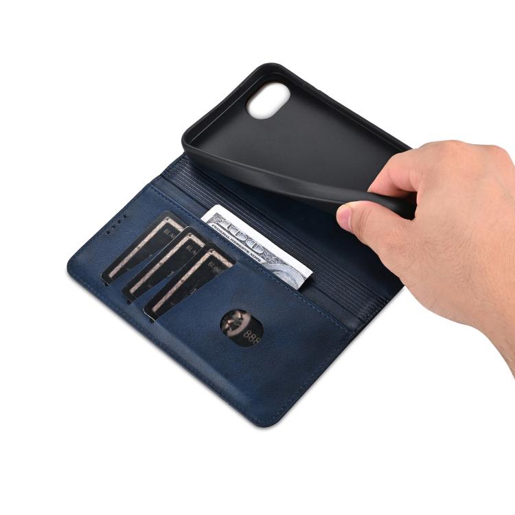 For iPhone 16e AZNS Magnetic Calf Texture Flip Leather Phone Case(Dark Blue) - iPhone 16e Cases by AZNS | Online Shopping UK | buy2fix
