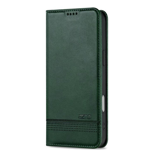 For iPhone 17 AZNS Magnetic Calf Texture Flip Leather Phone Case(Dark Green) - iPhone 17 Cases by AZNS | Online Shopping UK | buy2fix