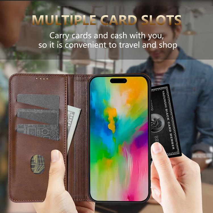 For iPhone 17 Air AZNS Magnetic Calf Texture Flip Leather Phone Case(Dark Brown) - iPhone 17 Air Cases by AZNS | Online Shopping UK | buy2fix