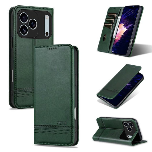 For iPhone 17 Pro Max AZNS Magnetic Calf Texture Flip Leather Phone Case(Dark Green) - iPhone 17 Pro Max Cases by AZNS | Online Shopping UK | buy2fix