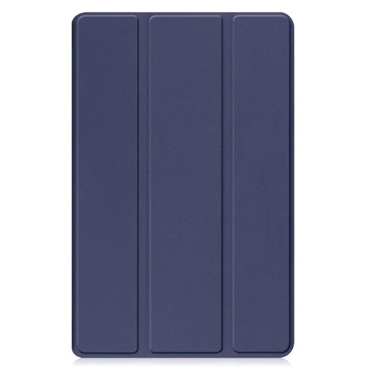 For Samsung Galaxy Tab A9 / Tab A11 Custer Pure Color 3-Fold Holder Leather Tablet Case(Dark Blue) by buy2fix