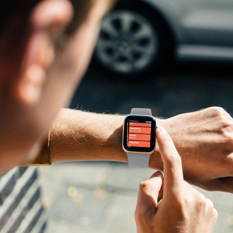 For Apple Watch Series 9&8&7 41mm / SE 3&SE 2&6&SE&5&4 40mm / 3&2&1 38mm Solid Color Elastic Silicone Watch Band, Size:S 130mm(Grey) by buy2fix