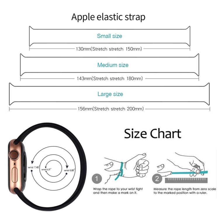 For Apple Watch Series 9&8&7 41mm / SE 3&SE 2&6&SE&5&4 40mm / 3&2&1 38mm Solid Color Elastic Silicone Watch Band, Size:S 130mm (Pink Blue) by buy2fix