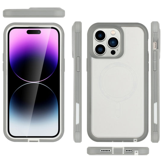 For iPhone 14 Pro Defender Series XT MagSafe Magnetic PC + TPU Shockproof Phone Case(White+Grey) by buy2fix