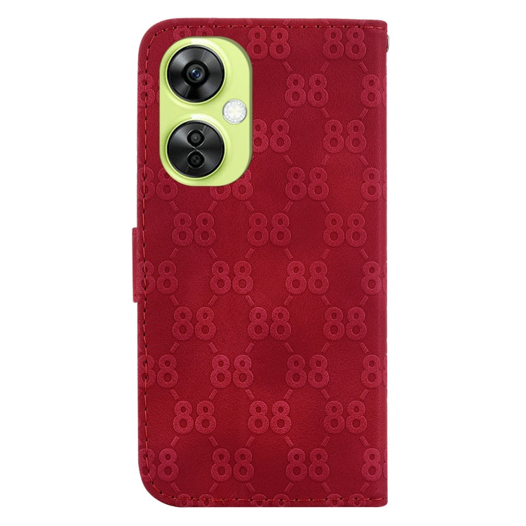 For OnePlus 11 Double 8-shaped Embossed Leather Phone Case(Red) - OnePlus Cases by buy2fix | Online Shopping UK | buy2fix