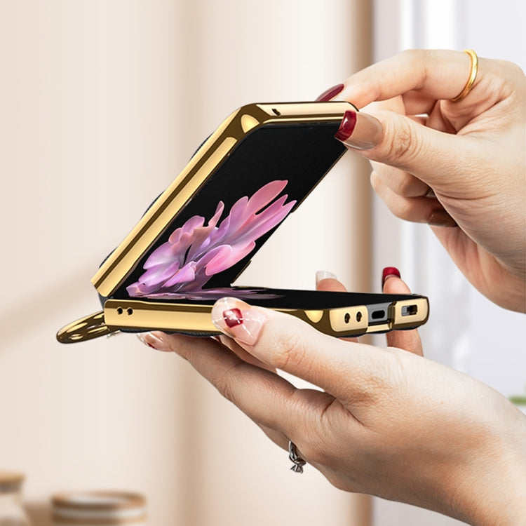 For Samsung Galaxy Z Flip6 / Flip7 FE GKK Integrated Plating Diamond Texture PU Phone Case with Ring(Pink) - Galaxy Z Flip6 5G Cases by GKK | Online Shopping UK | buy2fix