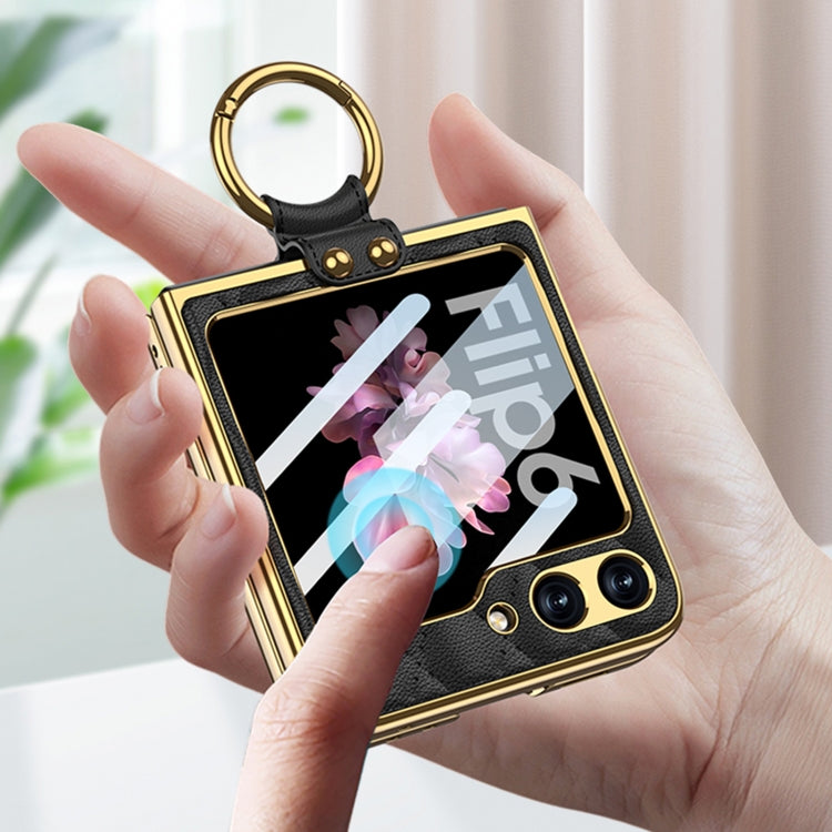 For Samsung Galaxy Z Flip6 / Flip7 FE GKK Integrated Plating Diamond Texture PU Phone Case with Ring(Purple) - Galaxy Z Flip6 5G Cases by GKK | Online Shopping UK | buy2fix