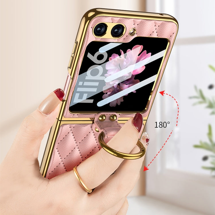 For Samsung Galaxy Z Flip6 / Flip7 FE GKK Integrated Plating Diamond Texture PU Phone Case with Ring(Purple) - Galaxy Z Flip6 5G Cases by GKK | Online Shopping UK | buy2fix
