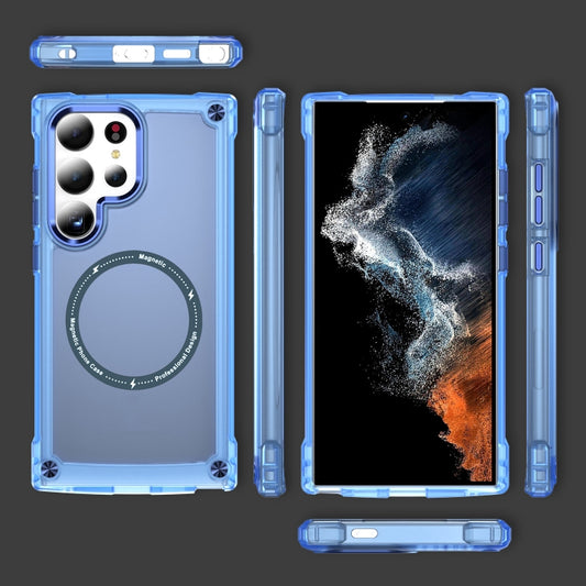 For Samsung Galaxy S25 Ultra 5G Skin Feel TPU + PC MagSafe Magnetic Phone Case(Transparent Blue) by buy2fix