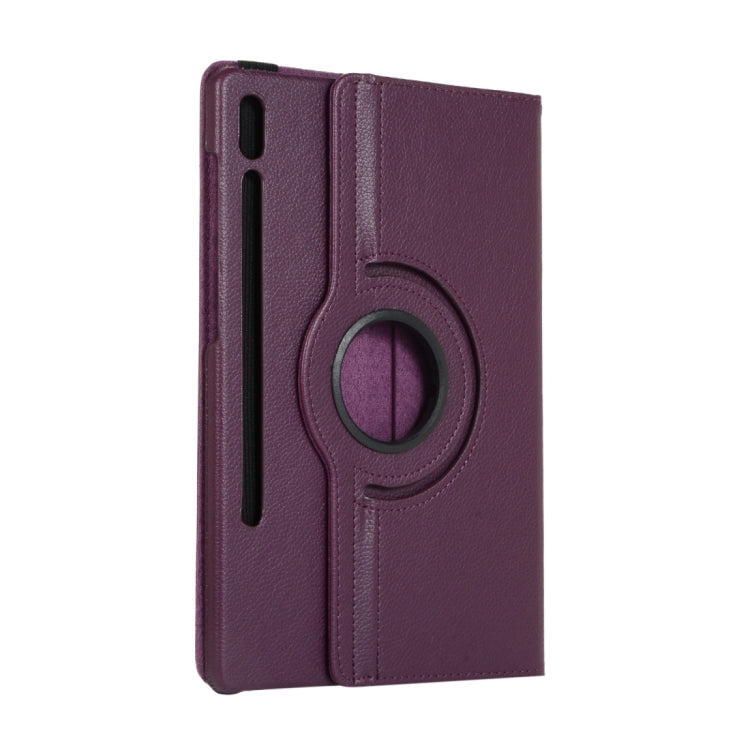 For Samsung Galaxy Tab S10 FE / S9 FE / S9 Litchi Texture 360 Degrees Rotation Holder Leather Tablet Case(Purple) - Galaxy Tab S9 Cases by buy2fix | Online Shopping UK | buy2fix