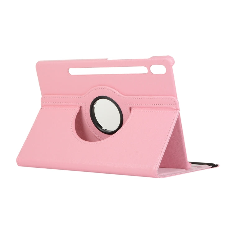 For Samsung Galaxy Tab S9+ / Tab S10+ Litchi Texture 360 Degrees Rotation Holder Leather Tablet Case(Pink) - Galaxy Tab S9+ Cases by buy2fix | Online Shopping UK | buy2fix