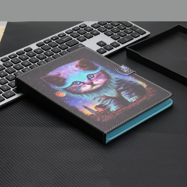 For 7 inch Universal Tablet Colored Drawing Stitching Horizontal Flip Leather Case with Holder & Card Slots & Anti-skid strip(Night Cat) - 7 inch by buy2fix | Online Shopping UK | buy2fix