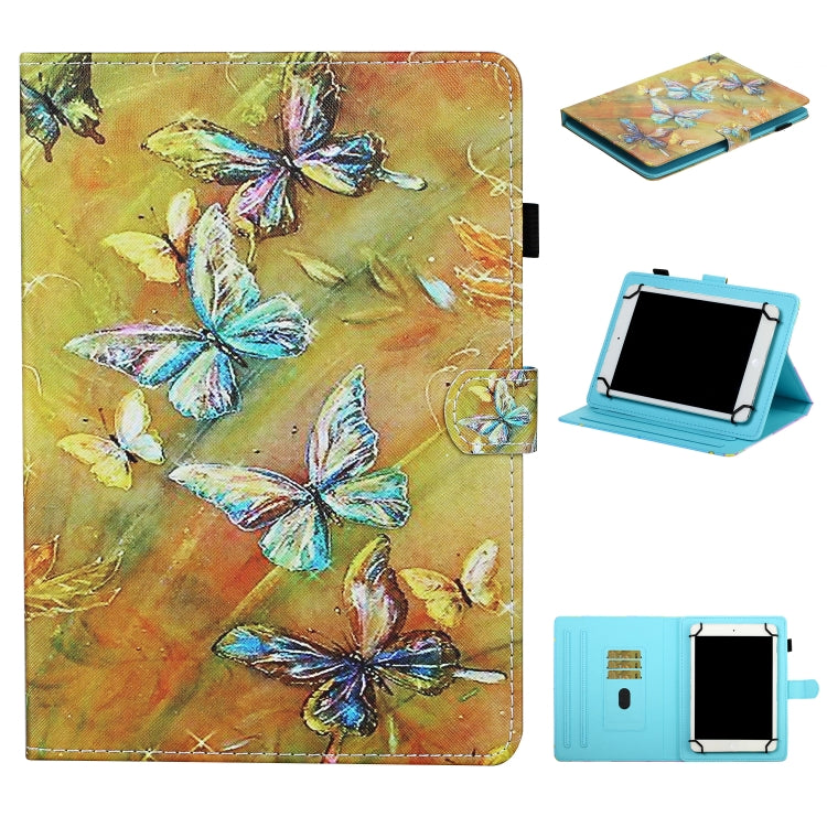 For 8 inch Universal Tablet Colored Drawing Stitching Horizontal Flip Leather Case with Holder & Card Slots & Anti-skid strip(Butterfly) - 8 inch by buy2fix | Online Shopping UK | buy2fix