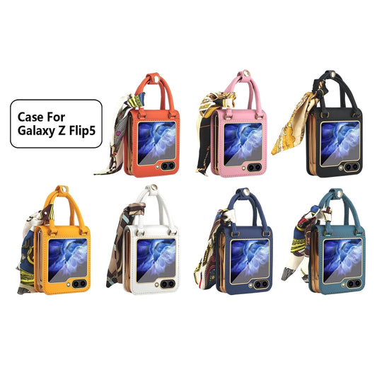 For Samsung Galaxy Z Flip5 Handbag Design Leather + PC Phone Case(Green) - Galaxy Z Flip5 Cases by buy2fix | Online Shopping UK | buy2fix