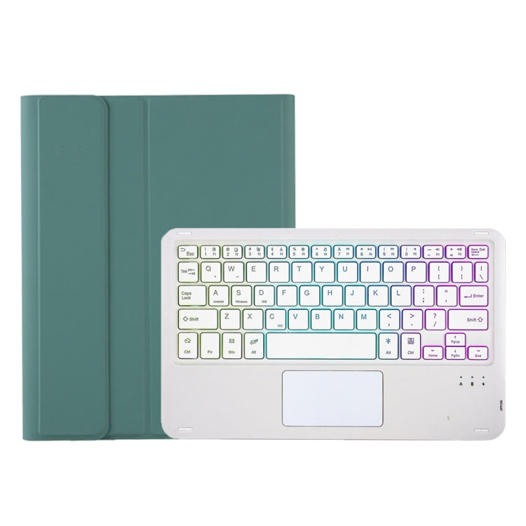 For Samsung Galaxy Tab S9 FE / 10 FE Candy Color Touch Backlight Bluetooth Keyboard Leather Tablet Case with Pen Holder(Dark Green) - Samsung Keyboard by buy2fix | Online Shopping UK | buy2fix