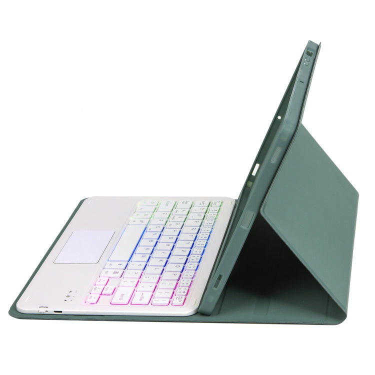 For Samsung Galaxy Tab S9 FE / 10 FE Candy Color Touch Backlight Bluetooth Keyboard Leather Tablet Case with Pen Holder(Dark Green) - Samsung Keyboard by buy2fix | Online Shopping UK | buy2fix