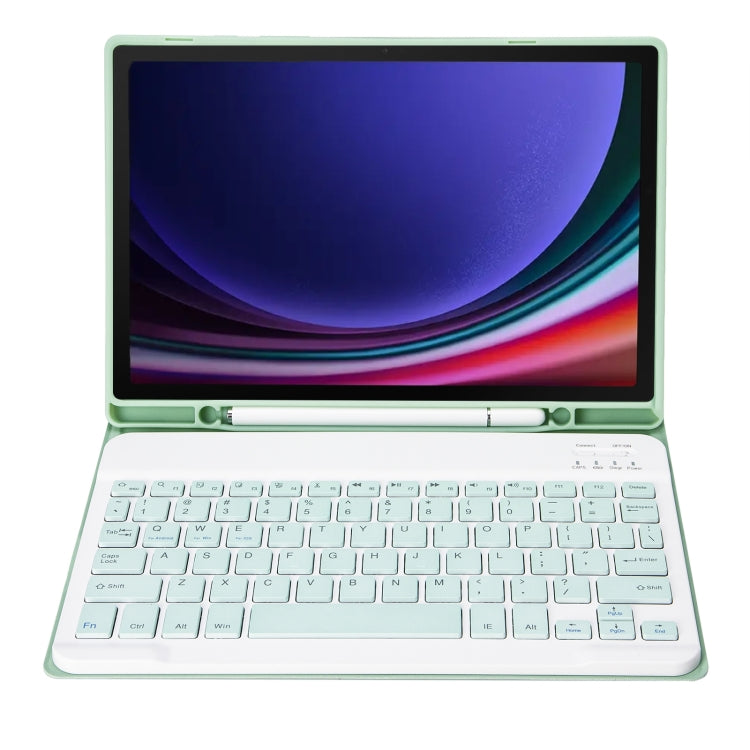 For Samsung Galaxy Tab S9 FE / S10 FE A710B Candy Color TPU Bluetooth Keyboard Leather Tablet Case with Pen Holder(Light Green) - Samsung Keyboard by buy2fix | Online Shopping UK | buy2fix