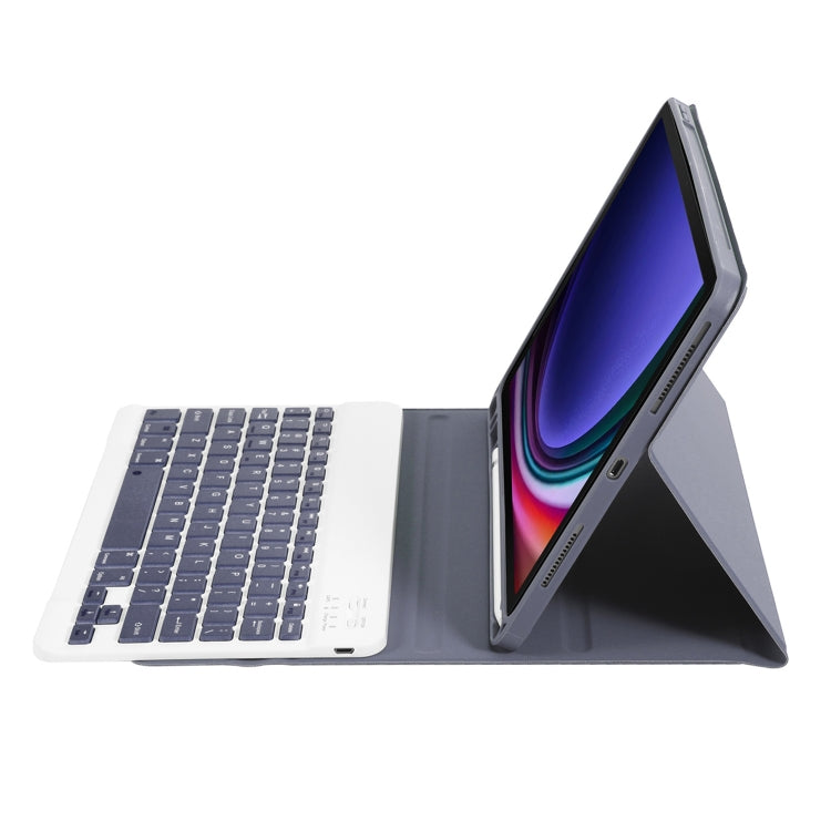For Samsung Galaxy Tab S9 FE / S10 FE A710B Candy Color TPU Bluetooth Keyboard Leather Tablet Case with Pen Holder(Purple) - Samsung Keyboard by buy2fix | Online Shopping UK | buy2fix