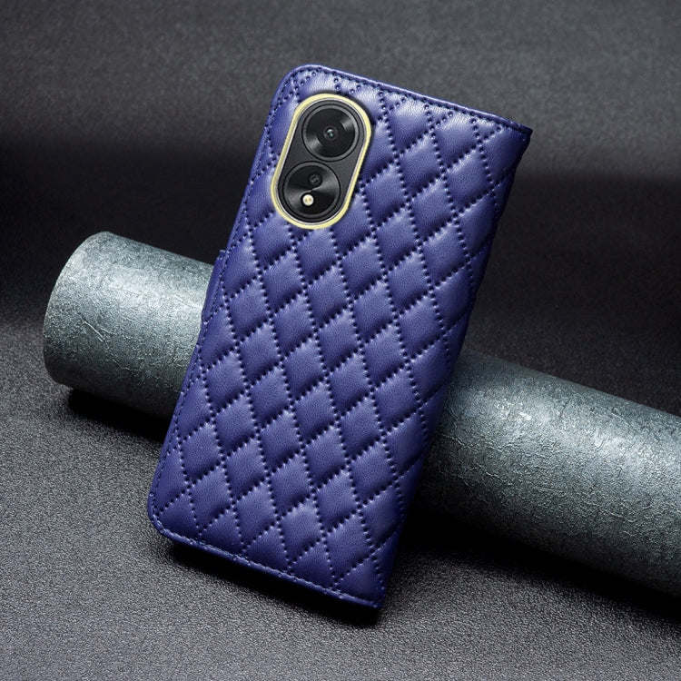 For OPPO A38 4G Diamond Lattice Wallet Flip Leather Phone Case(Blue) by buy2fix