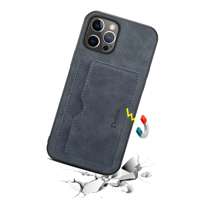 For iPhone 15 Pro Denior PU Single Card Slot Holder Phone Case(Grey) - iPhone 15 Pro Cases by Denior | Online Shopping UK | buy2fix