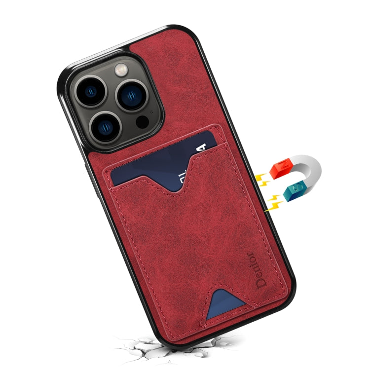 For iPhone 15 Plus Denior PU Back Cover Card Slot Holder Phone Case(Red) - iPhone 15 Plus Cases by Denior | Online Shopping UK | buy2fix