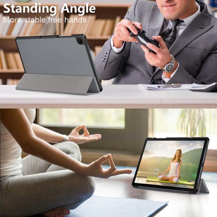 For Samsung Galaxy Tab A9 Plus 3-folding Leather Smart Tablet Case(Grey) - Galaxy Tab A9 by buy2fix | Online Shopping UK | buy2fix