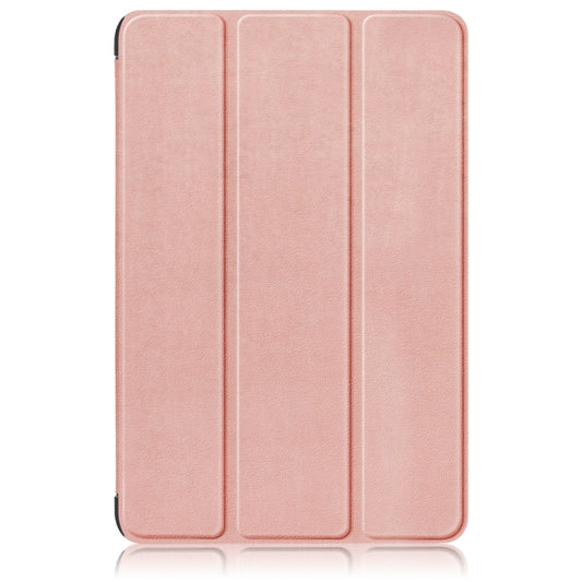 For Samsung Galaxy Tab A9 2023/Tab A11 3-folding Leather Smart Tablet Case(Rose Gold) by buy2fix